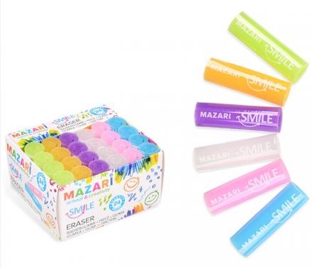 Ластик SMILE, винил, циллиндр, размер 55х15 мм, 1 дизайн, картонный дисплей, M-6772