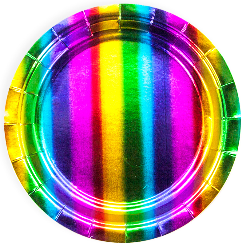 Тарелки Волна веселья 7'';18 см, Радужный, Голография, (6 шт;уп), 625021