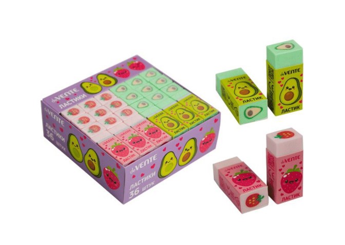 Ластик 'deVENTE. Nature's bounty' синтетический (ECO-PVC) прямоугольный цветной с печатью, 8030200