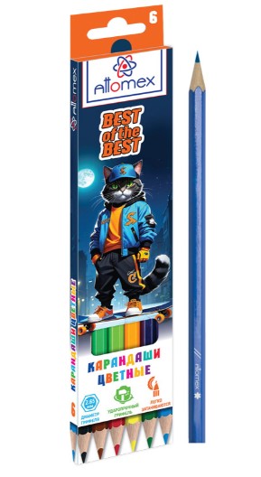 Карандаши цветные 'Attomex. Best Of The Best' 06 цветов, М, диаметр грифеля 2,65 мм, 5021543