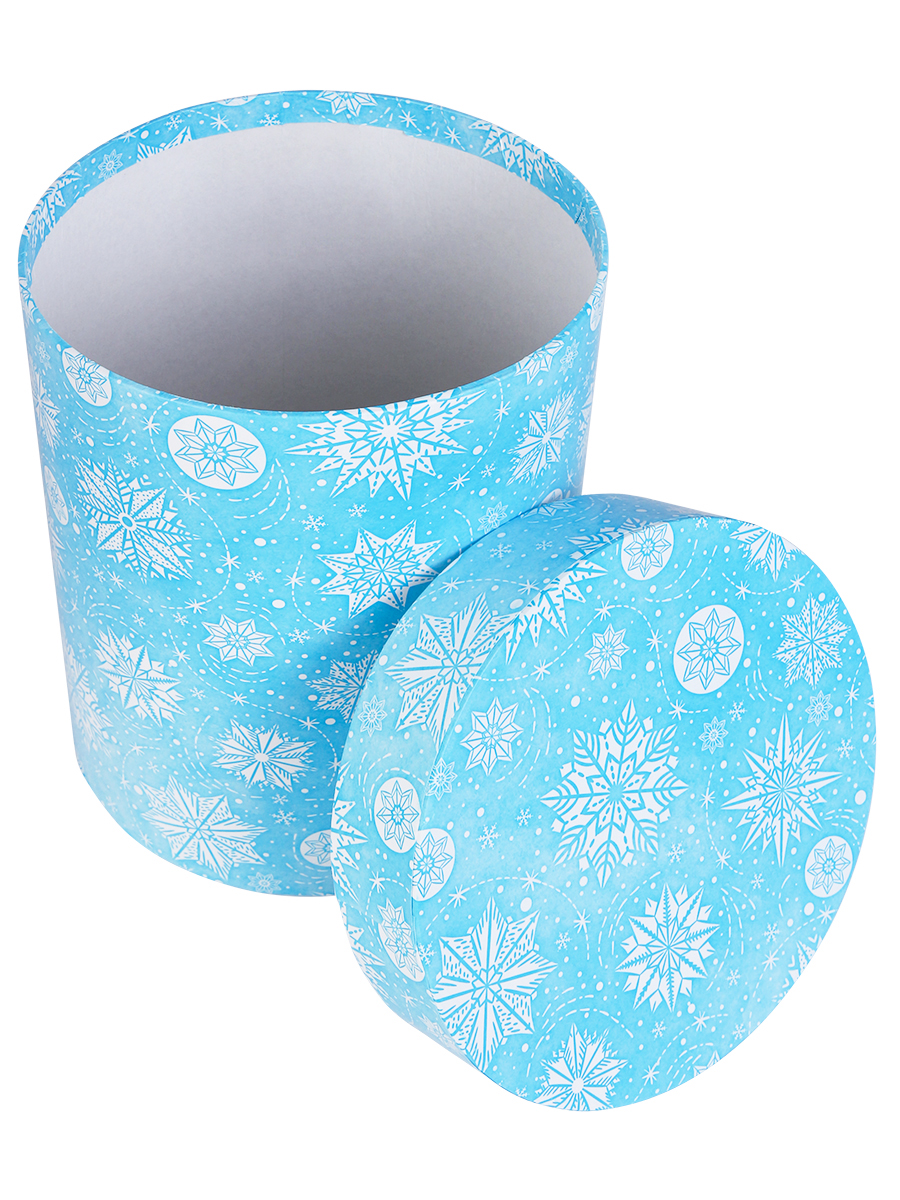 Коробка подарочная 1ШТ Miland 'Снежинки' круглая  Серия 4в1, 24х24х25 см., 1123