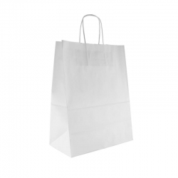 Пакет бумажный с кручеными ручками 260х150х350 мм , 80г/м2, цвет белый, БУМ43595