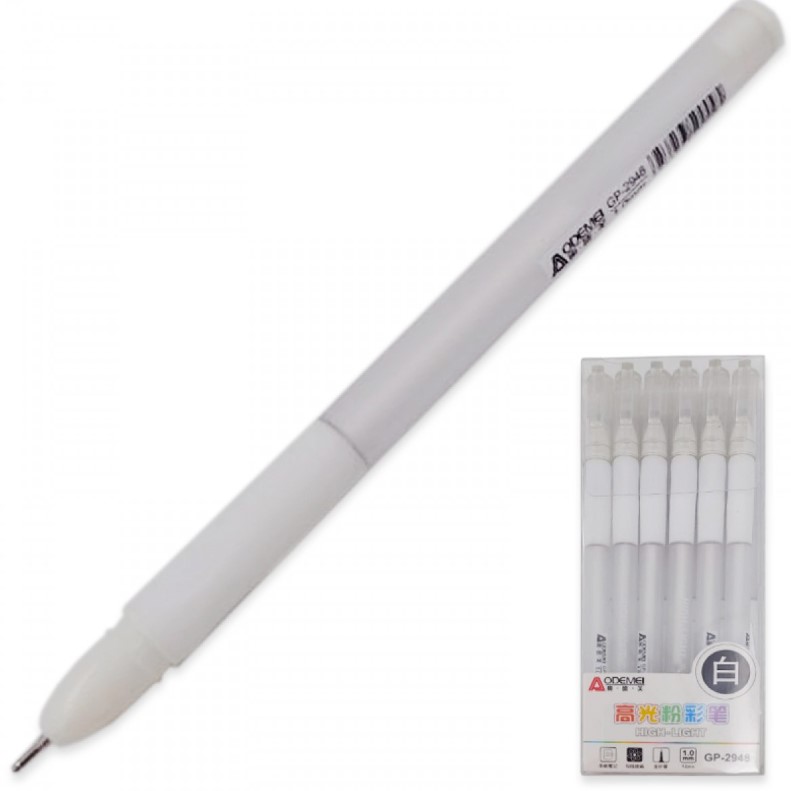 Ручка гелевая, AODEMEI, белая, 1.0 мм, GP-2948