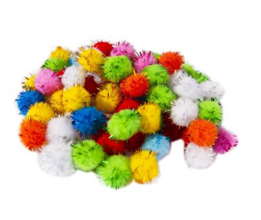 Декоративный материал Alingar, Блестящие помпоны,  80 шт, микс, пакет с европодвесом, AL9030