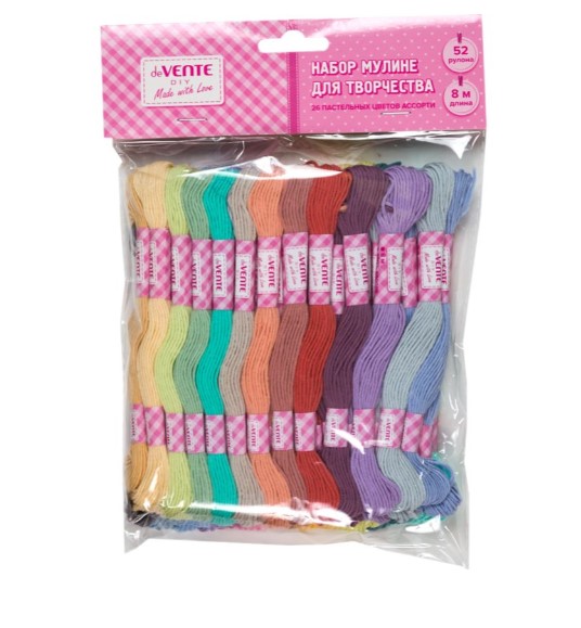 Набор ниток для вышивания (мулине) 'deVENTE' хлопковые нити, длина 8 м, 52 рулона в наборе, 8001438