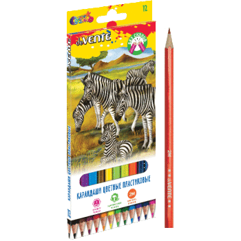 Карандаши цветные 'deVENTE.Животный мир' 12 цв, 2М, диаметр грифеля 3 мм, шестигр, 5022314
