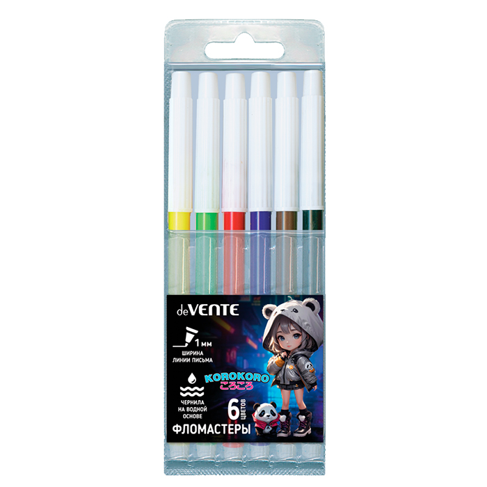 Фломастеры 'deVENTE. Korokoro' 06 цветов с невентилируемым колпачком, 5080520