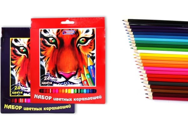 Карандаши 24 цв.заточен., толщина грифеля 2,65 мм, картон. уп, европодвес, AR-9403-24