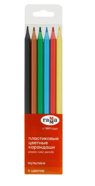 Пластиковые цветные карандаши, Гамма. Мультики, 6 цветов, 251220210