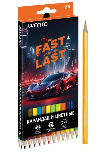 Карандаши цветные 'deVENTE. Fast Or Last' 24 цвета, 2М, диаметр грифеля 2,8 мм, 5024537