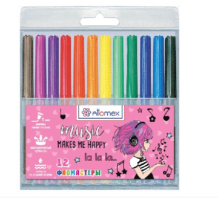 Фломастеры 'Attomex. Yes Girl' 12 цветов с вентилируемым колпачком, 5081438