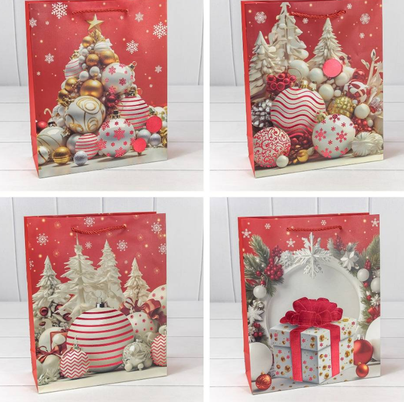 Пакет подарочный Новый год (микс 412) 26х32х10 210г, 300412C	