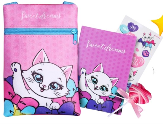 Подарочный набор для девочки 'Котик' сумка, набор резинок, блокнот, тату, 9105073