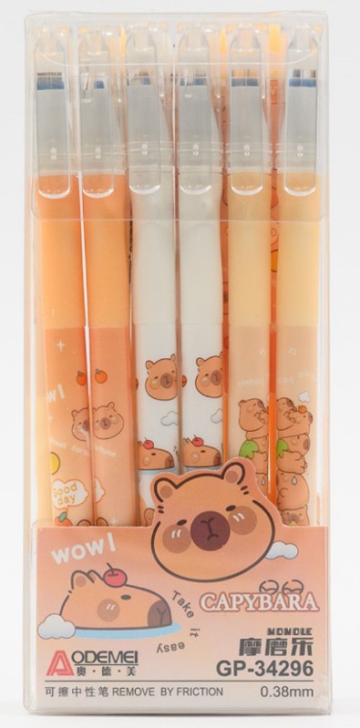 Ручка гелевая со стираемыми чернилами CAPYBARA СИНЯЯ, игольчатый пиш. узел 0.38 мм, GP34296