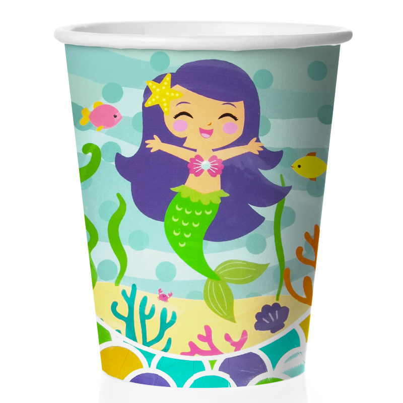 Набор стаканов бумажных , 'Милая русалочка', 250 мл , (6 шт;уп), 6225048