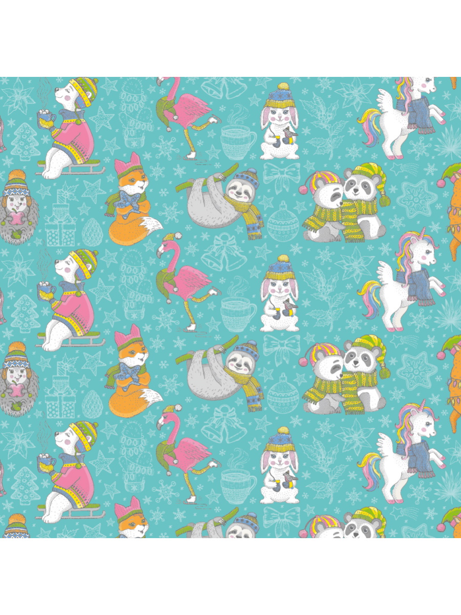 Упаковочная бумага ,'Зима пришла', (1 лист в рулоне,70 х100 см), УБ-9453