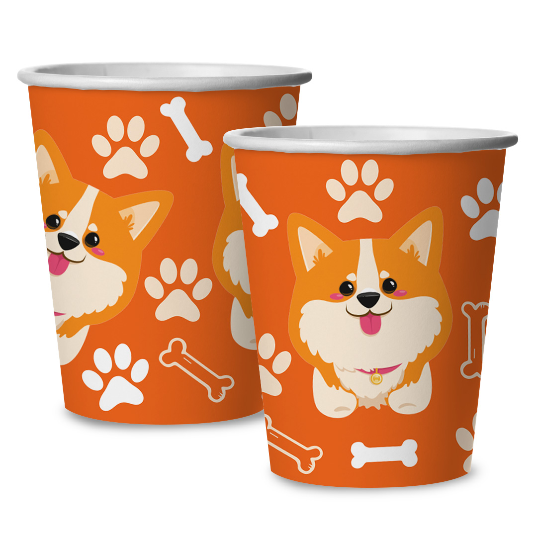 Набор стаканов бумажных , 'Корги', 250 мл , (6 шт;уп), 77427