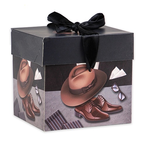 Коробка подарочная с лентой Miland 'Аксессуары джентельмена',15 х15 х15 см, ПП-5374