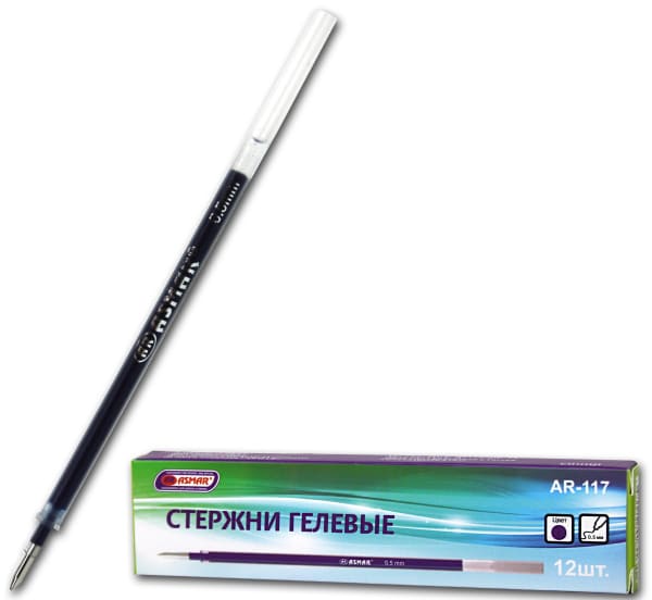 Стержень гелевый синий 138 мм, 0,5 мм, в упаковке, AR-117;СИНИЙ/AR-117/A