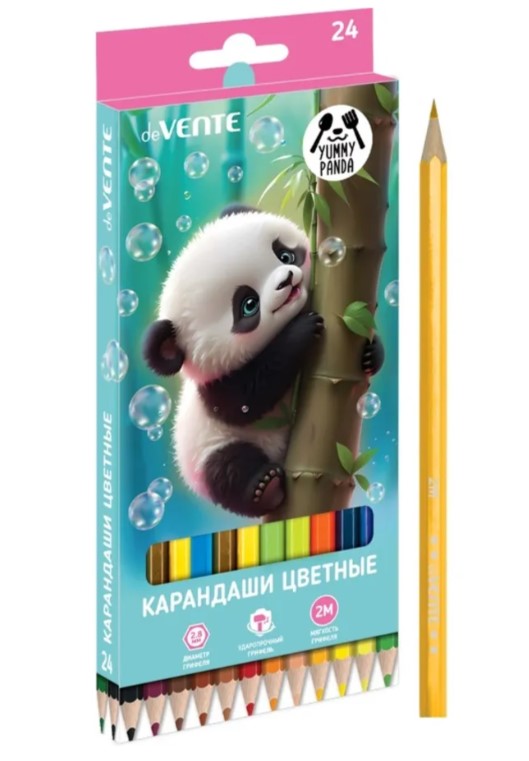 Карандаши цветные 'deVENTE. Yummy Panda' 24 цвета, 2М, диаметр грифеля 2,8 мм, 5024536