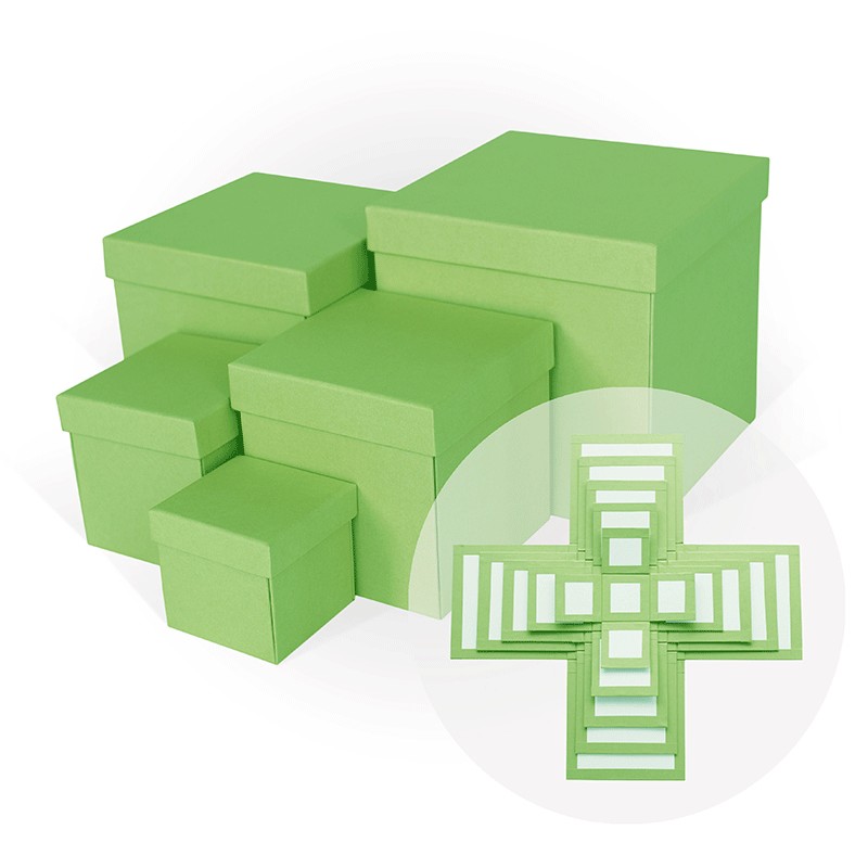 Коробка подарочная WOW-эффект 'Зеленое яблоко' 90х90 мм., куб (Серия 5в1), картон, 4108