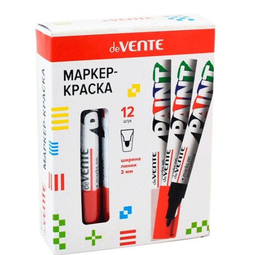 Маркер-краска 'deVENTE' круглый алюминиевый корпус, красный цвет, нитро-основа, пулевидный, 5043001