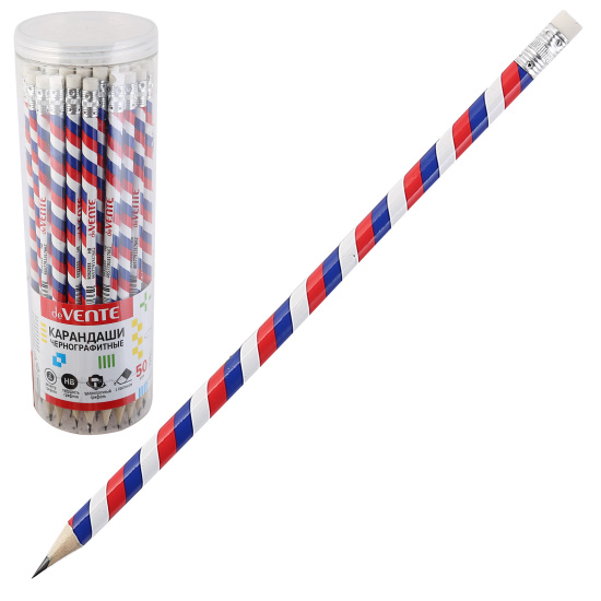 Карандаши чернографитные 'deVENTE', 2 мм диаметр грифеля, HB , с ластиком, 5032333