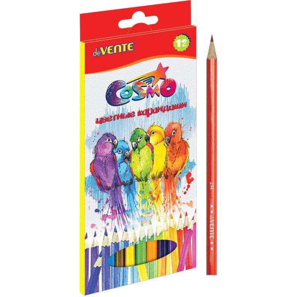 Карандаши 12 цв. deVente 'Cosmo' заточен., картон. уп., европодвес, 5022303