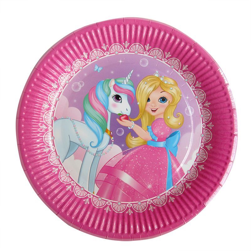 Набор тарелок бумажных 23 см ,'Принцесса Мия и Единорог', (6 шт;уп), 701024
