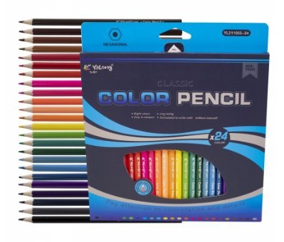 Карандаши 24 цв Yalong 'Neon' трехгран, заточ, грифель 3.0 мм, YL211055-24