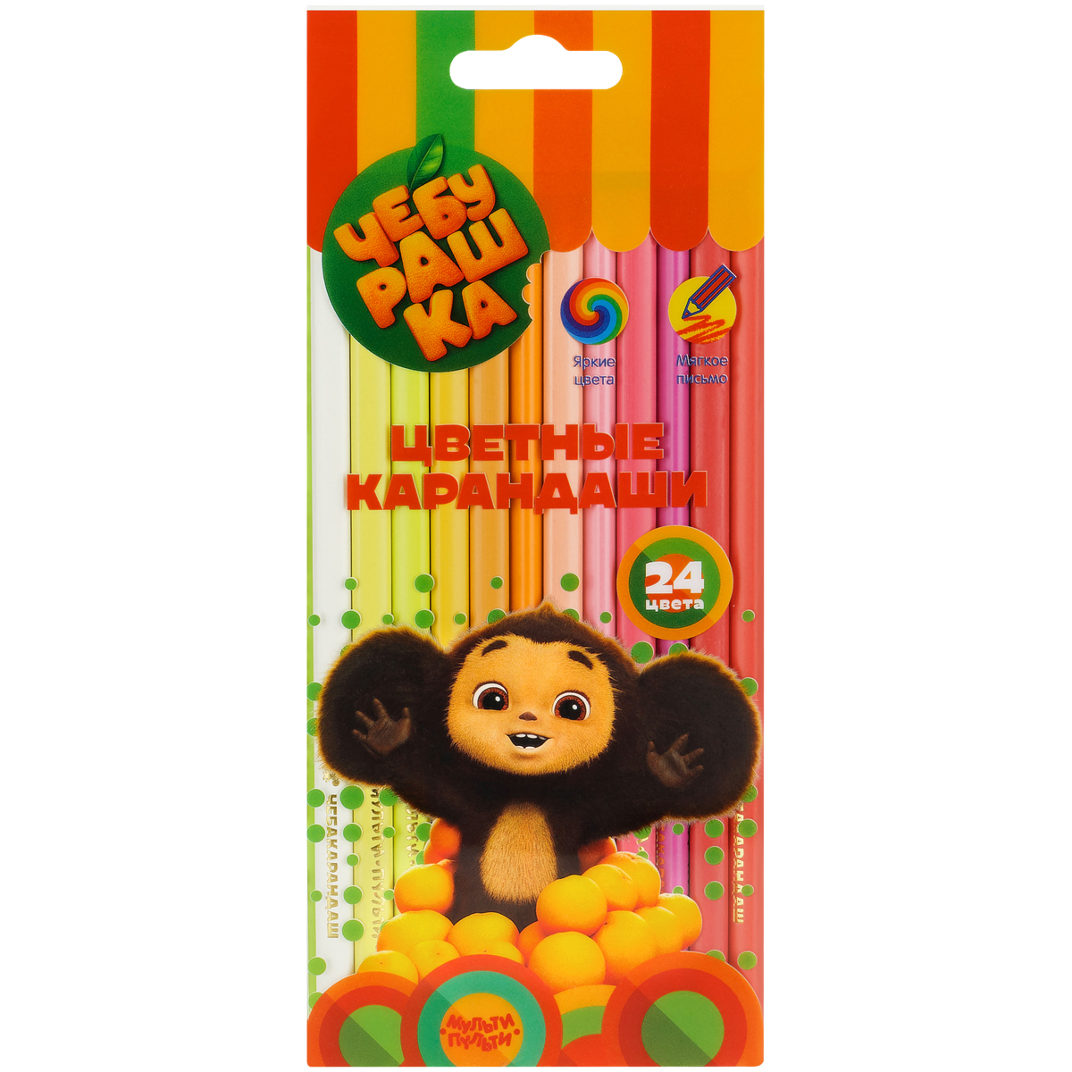 Карандаши цветные пластиковые, Мульти-Пульти, 'Чебурашка', 24 цвета, CPЧБ_52999