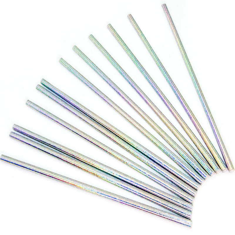 Трубочки для коктейлей Искрящееся серебро, Голография, 12 шт. 615111