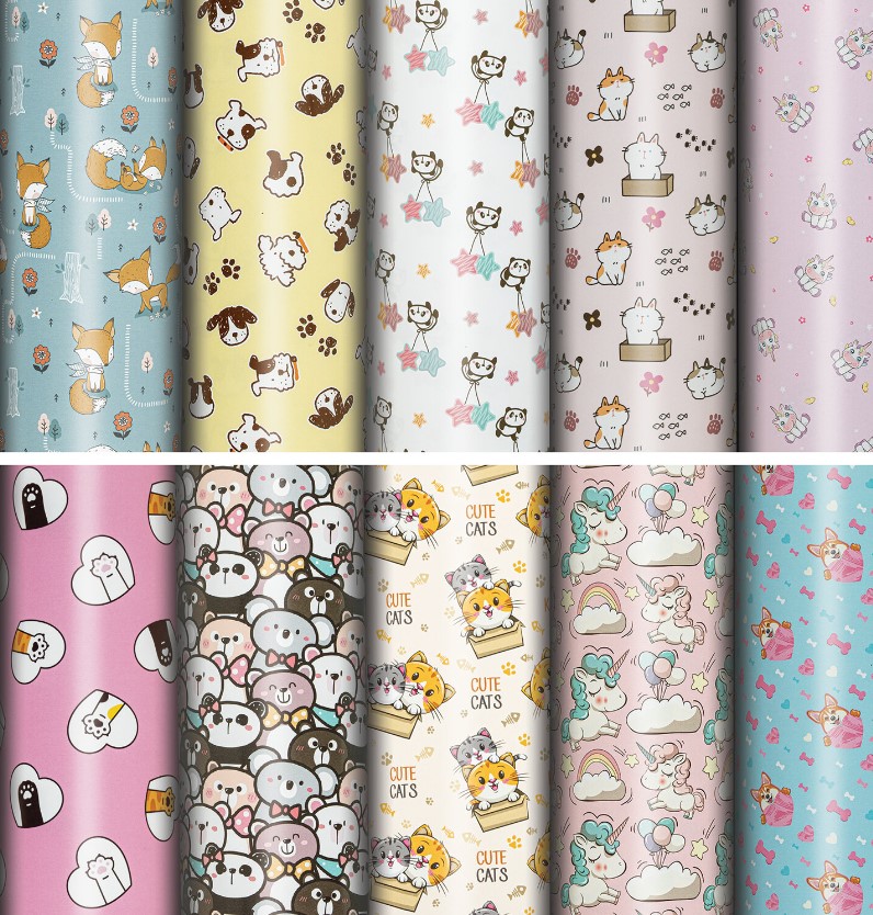 Бумага упаковочная 'Funny Animals' 70х100 см, дизайн ассорти, ЗОЛОТАЯ СКАЗКА, 591917