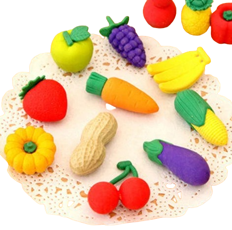 Набор ластиков 'Фрукты и овощи', (4 шт;уп),  ассорти, 125916