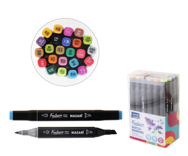 Набор маркеров для скетчинга двусторонние FANTASIA, 24 цвета, Flowers colors, M-15022-24