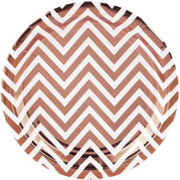 Тарелки (9'';23 см) Зигзаги Розовое золото металлик, (6 шт;уп), 6231889