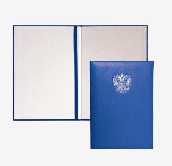 Папка адресная 'deVENTE' A4, бумвинил синяя, с нанесением 'Герб РФ', 3078600
