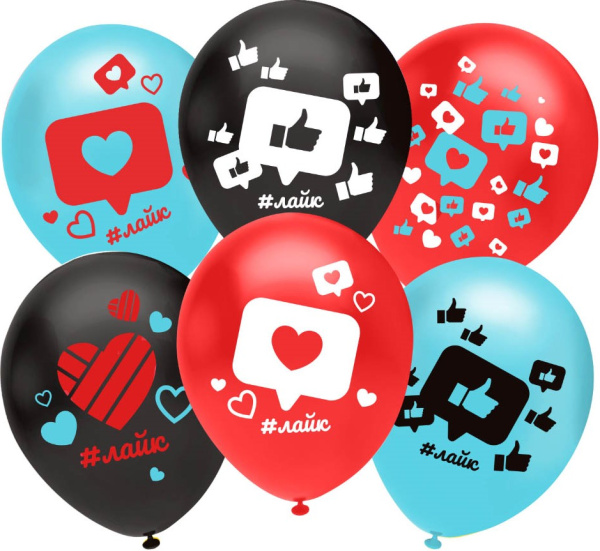 Шар (12'';30 см) Like, Лучший Лайк, Ассорти, пастель, (25 шт;уп), 812225