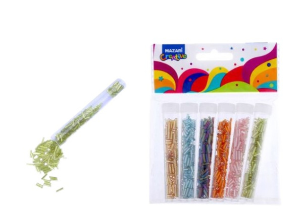 Набор бисера (стеклярус), 6 цветов x 7 г, 4 мм, пластиковая колба ; ОПП-упаковка, M-20034