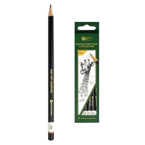 Карандаш чернографитный 'Феникс+' Жираф, 2В, европодвес, 65474