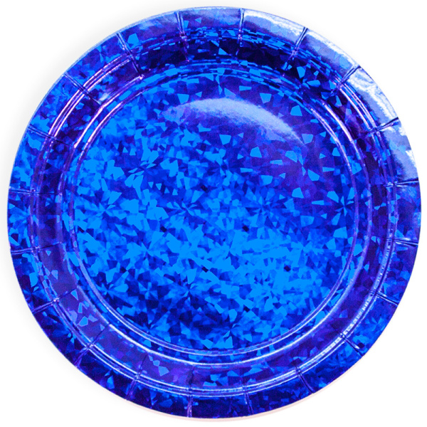 Тарелки (7'';18 см) Грани , Синий , Голография , (6 шт;уп), 625027