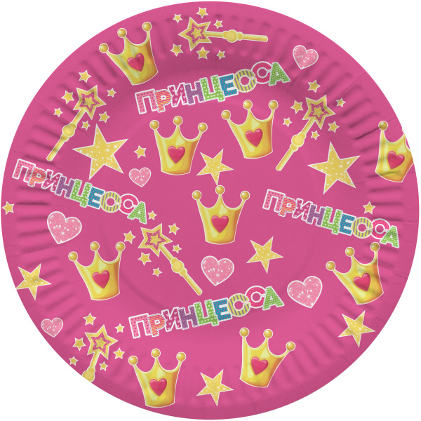 Тарелки (7'';18 см) Принцесса, Розовый, 6 шт, 77388
