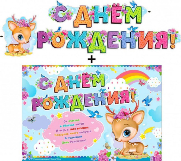 Гирлянда 'С днём рождения', 210х18 см, 700-585-Т